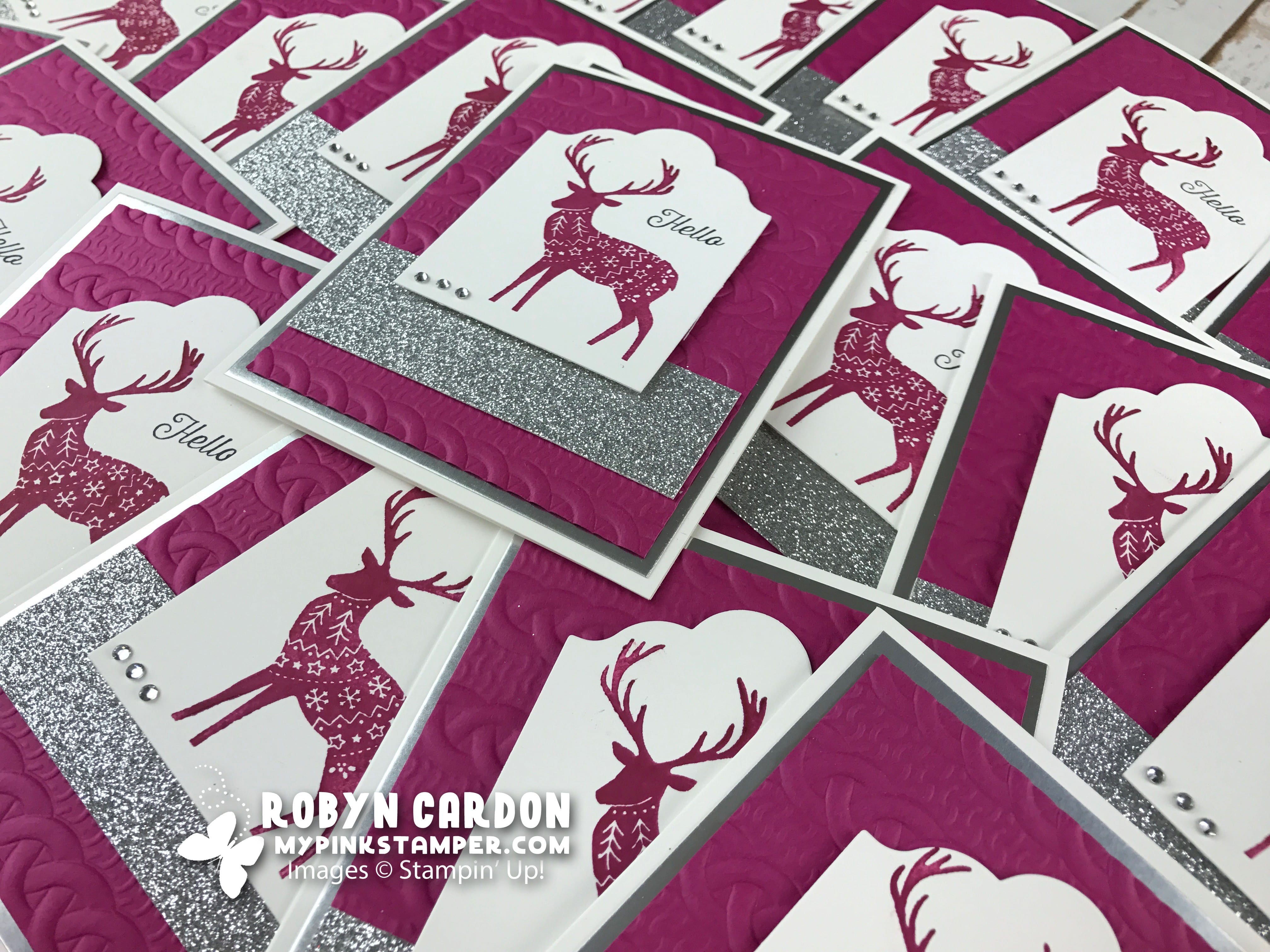 Stampin’ Up! Merry Patterns Pink & Silver Reindeer Card (VIDEO TUTORIAL)
