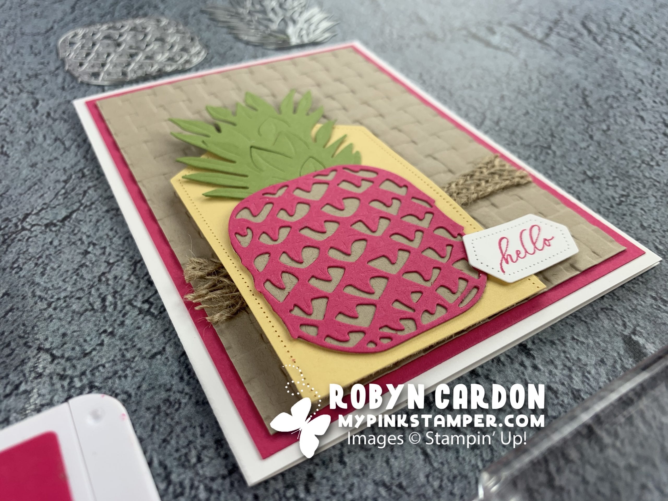 {VIDEO}Episode 762 – Stampin’ Up! Timeless Tropical Pink Pineapple Card Tutorial & My Pink Candy Giveaway!