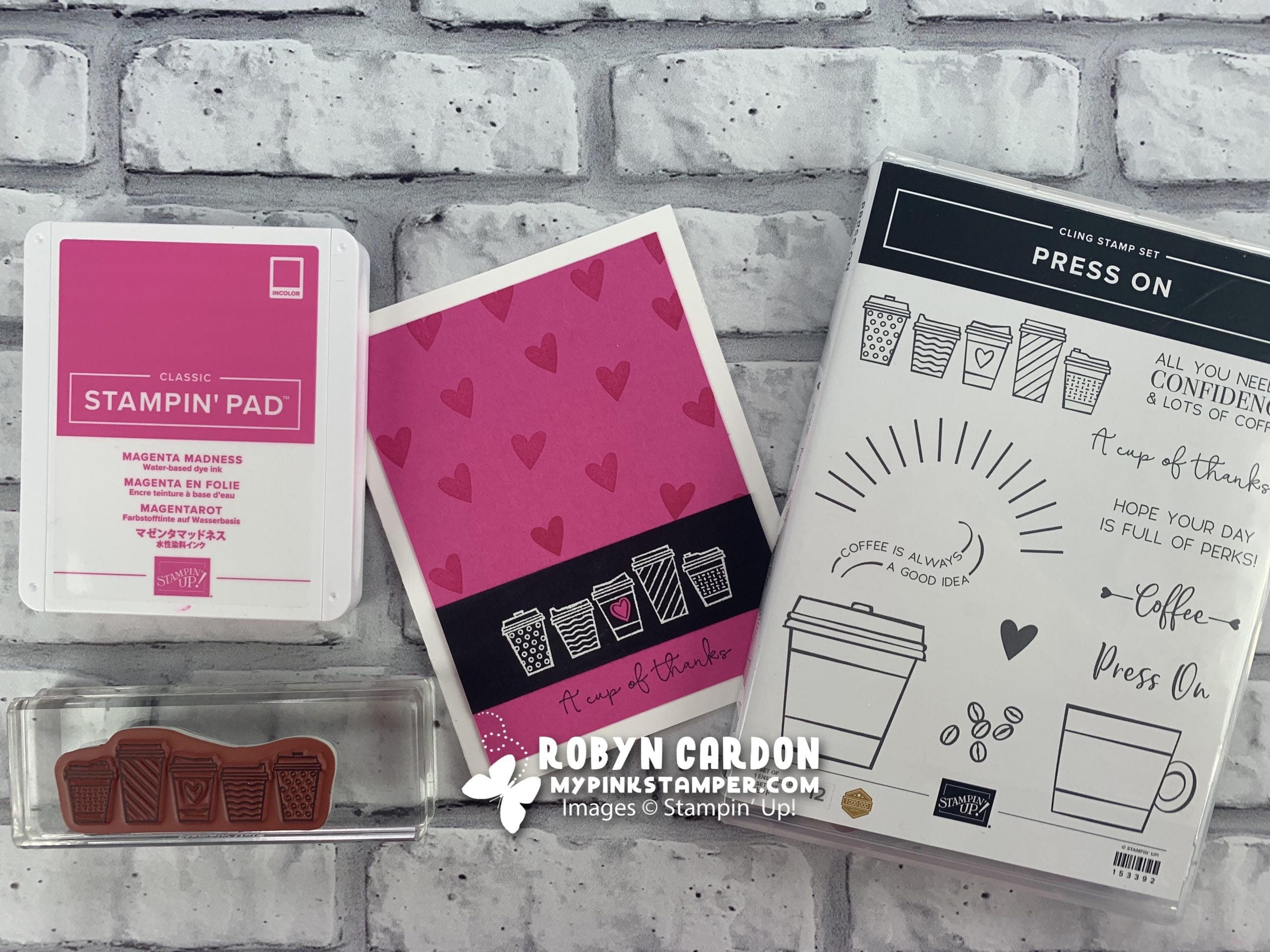 {VIDEO}Stampin’ Up! Press On Pink & Black Card & NEW Holiday Catalog!