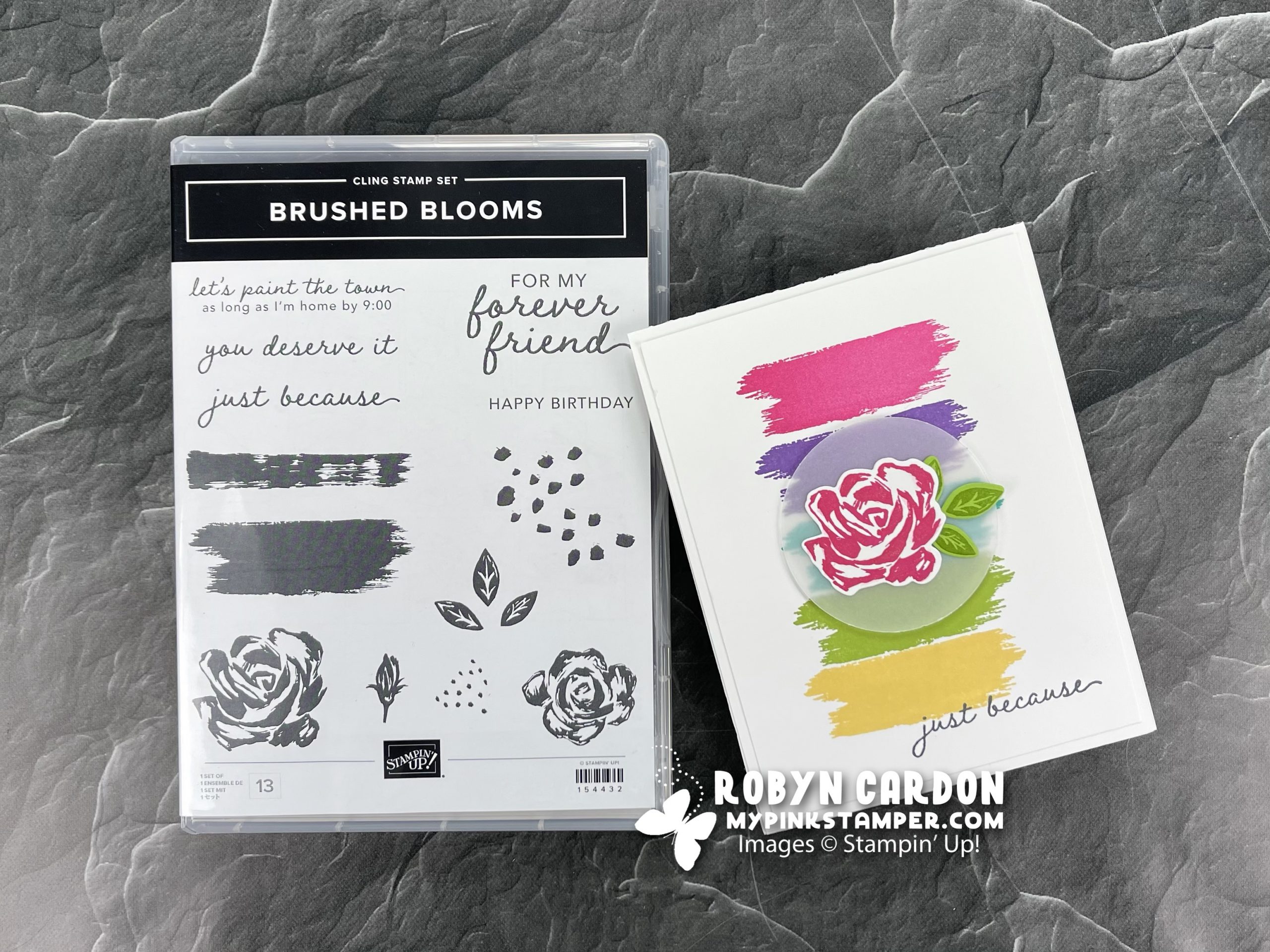 {VIDEO}Stampin’ Up! Brushed Blooms Rainbow Card Tutorial – Episode 811