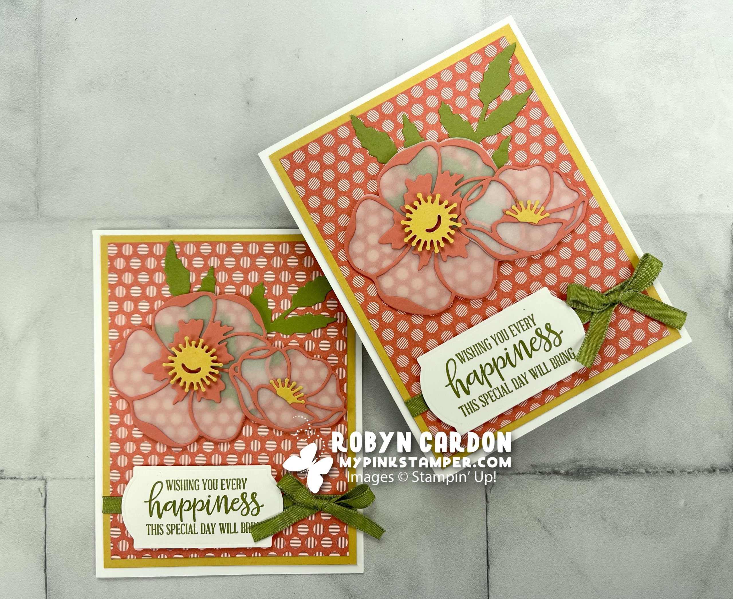 {VIDEO}Stampin’ Up! Poppy Moments Vellum Flower Card – Episode 826