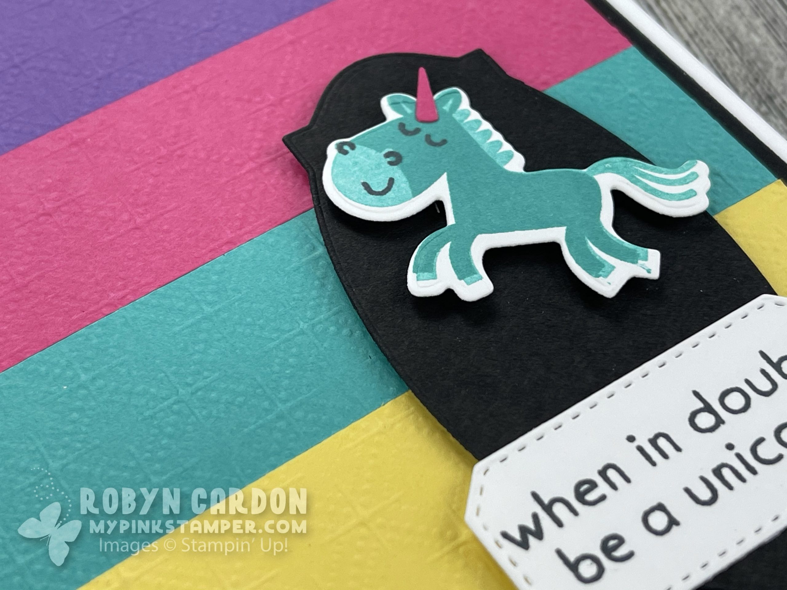 {VIDEO}Make a Unicorn Card with a Rainbow Background using Stampin’ Up!’s Hippo Happiness Bundle